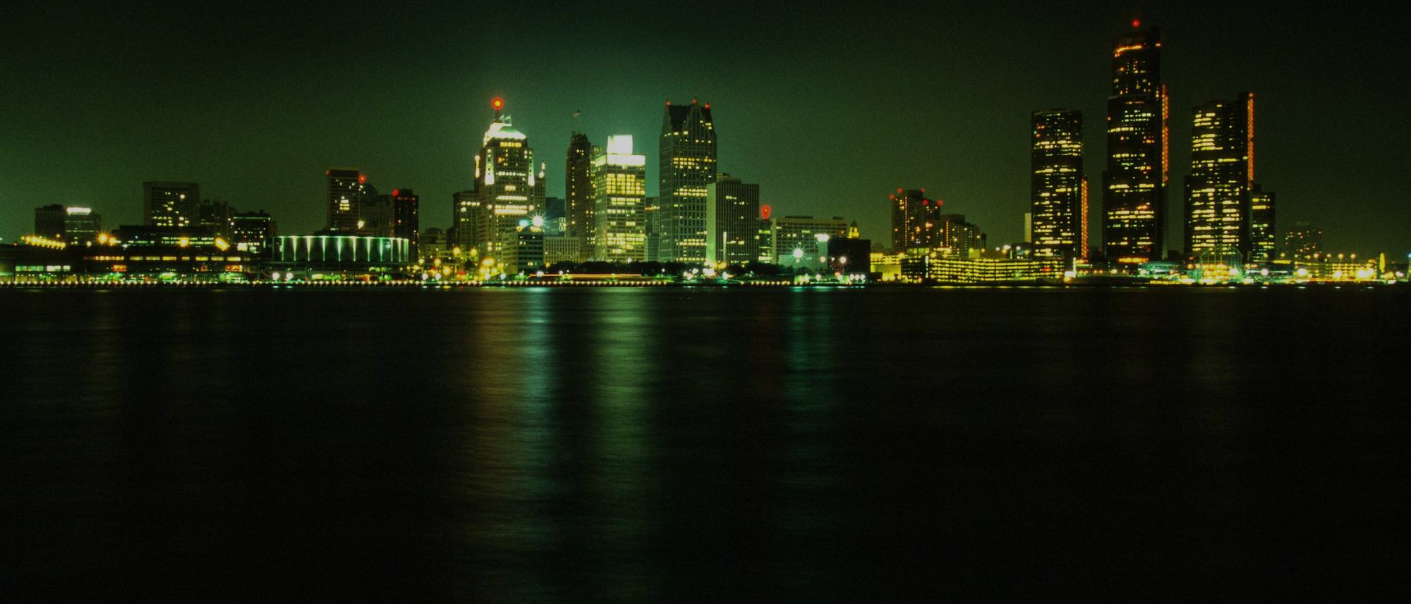 Detroit skyline at night